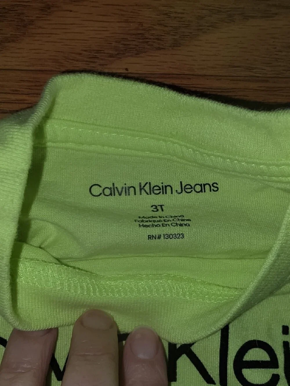 Calvin Klein Neon Green Tee with Black & Camo Accent Shorts